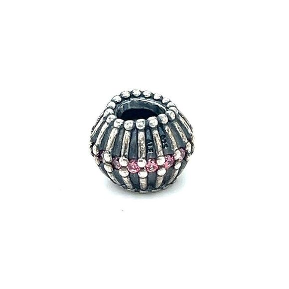Pandora Circle Pink Cz Round Charm - Picture 3 of 3